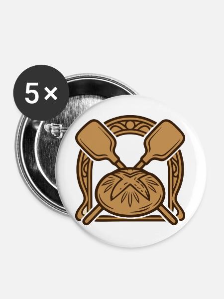 Brotschieber Baecker Wappen - Buttons groß 56 mm (5er Pack) - Weiß