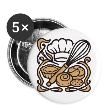 Whisk Baeckerhut Logo - Buttons large 2.2''/56 mm (5-pack) - white - Front