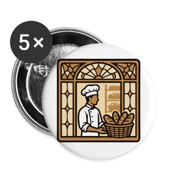 Baeckerei Shop Window Logo - Buttons large 2.2''/56 mm (5-pack) - white - Front