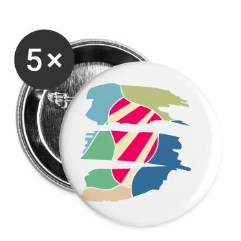 Retro Modernes Farb-Design - Buttons groß 56 mm (5er Pack) - Weiß - Vorne