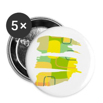 Casual Kunst - abstraktes Farb-Form Design - Buttons groß 56 mm (5er Pack) - Weiß - Vorne