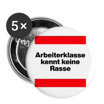 ARBEITERKLASSE KENNT KEINE RASSE, NIE WIEDER JETZT - Buttons groß 56 mm (5er Pack) - Weiß - Vorne