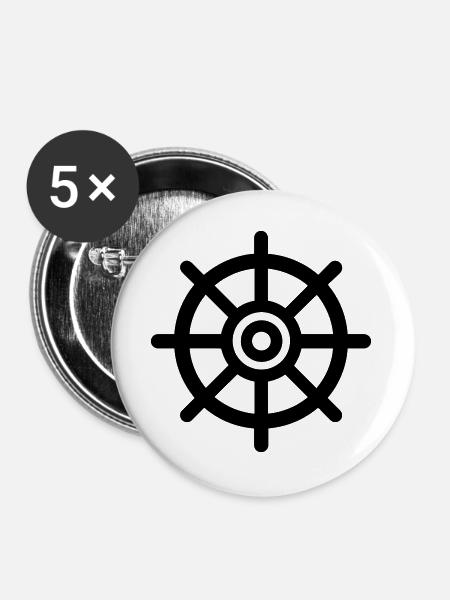 Ruderboot - Buttons groß 56 mm (5er Pack) - Weiß