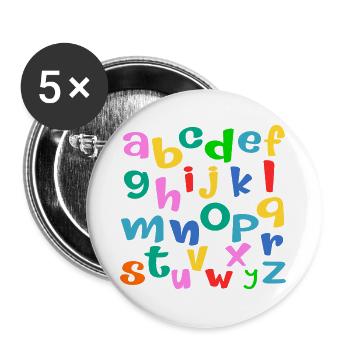 School Child ABC Letters - Buttons large 2.2''/56 mm (5-pack) - white - Front