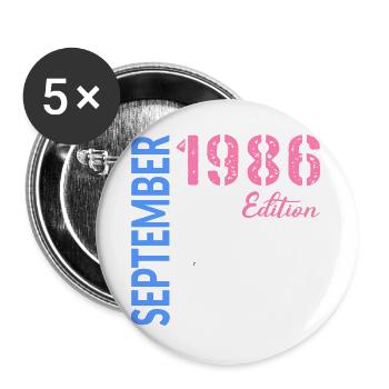 September 1986 Birthday - Buttons large 2.2''/56 mm (5-pack) - white - Front