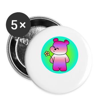 Zuckersüßes Bärchen - Buttons groß 56 mm (5er Pack) - Weiß - Vorne