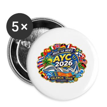 Adventist Youth Congress 2026, Valencia, Spain - Buttons large 2.2''/56 mm (5-pack) - white - Front