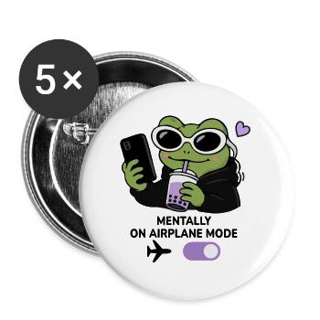 Gen Z Frog Boba Kawaii Aesthetic Sunglasses Funny  - Buttons large 2.2''/56 mm (5-pack) - white - Front