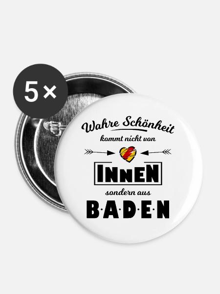 Schönheit aus dem Badnerland - Buttons groß 56 mm (5er Pack) - Weiß