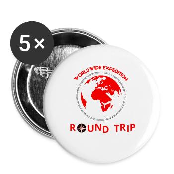 Hin- und Rückfahrt – Weltweite Expeditionsreise - Buttons groß 56 mm (5er Pack) - Weiß - Vorne