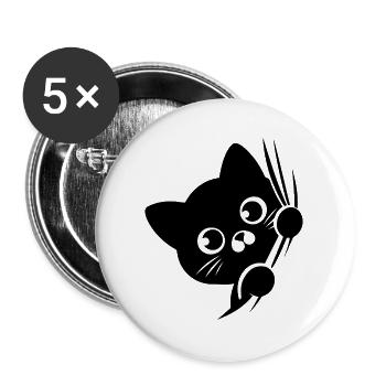 Baffled cat behind the curtain - Buttons large 2.2''/56 mm (5-pack) - white - Front