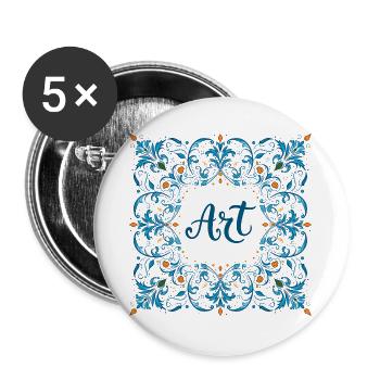 Ornate "ART" lettering – Creative Design - Buttons large 2.2''/56 mm (5-pack) - white - Front