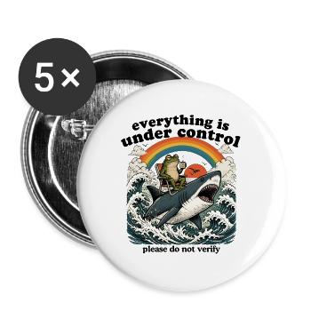 Frosch auf Hai Regenbogen - Buttons groß 56 mm (5er Pack) - Weiß - Vorne