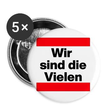 WIR SIND DIE VIELEN, DEMOKRATIE, NIE WIEDER NO AFD - Buttons groß 56 mm (5er Pack) - Weiß - Vorne