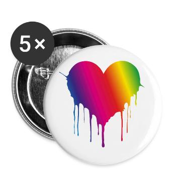 Rainbow Drip Heart - Buttons large 2.2''/56 mm (5-pack) - white - Front