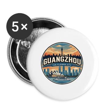 Retro Guangzhou Canton Tower Badge - Buttons large 2.2''/56 mm (5-pack) - white - Front