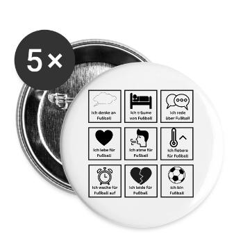 Ich bin Fußball – Fußballfan Grid Design - Buttons groß 56 mm (5er Pack) - Weiß - Vorne
