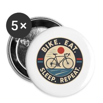 Bike Eat Sleep Repeat – Bike Saying - Buttons large 2.2''/56 mm (5-pack) - white - Front