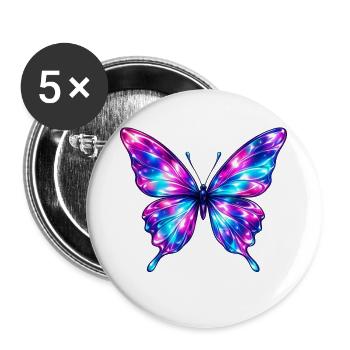 Glossy Metallic Butterfly - Buttons large 2.2''/56 mm (5-pack) - white - Front