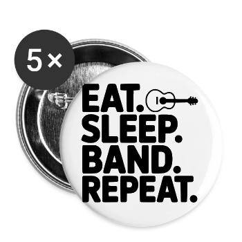 Mange. Dors. Band. Répétez. - Lot de 5 grands badges (56 mm) - blanc - Devant