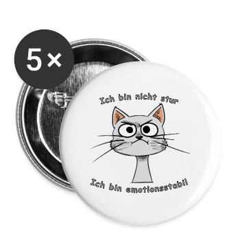 Emotionsstabile Katze Comic - Buttons groß 56 mm (5er Pack) - Weiß - Vorne
