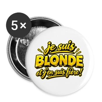 Je suis blonde - Lot de 5 grands badges (56 mm) - blanc - Devant