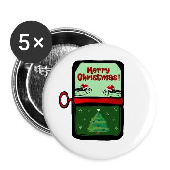 Merry Christmas Fishes - Buttons large 2.2''/56 mm (5-pack) - white - Front