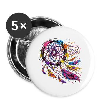 Symbol & Religion - Graffiti Dreamcatcher - Buttons large 2.2''/56 mm (5-pack) - white - Front