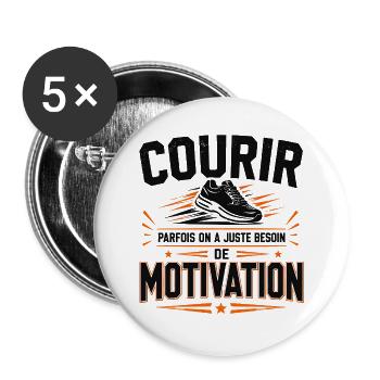 courir T-shirt Courir Besoins De Motivation Runnin - Lot de 5 grands badges (56 mm) - blanc - Devant