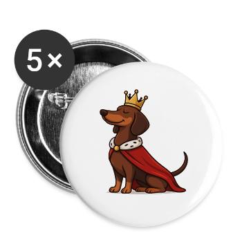Proud Dachshund with Crown – Royal Dog - Buttons large 2.2''/56 mm (5-pack) - white - Front