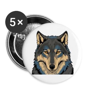 Azur-Mond-Wolf-Porträt - Buttons groß 56 mm (5er Pack) - Weiß - Vorne