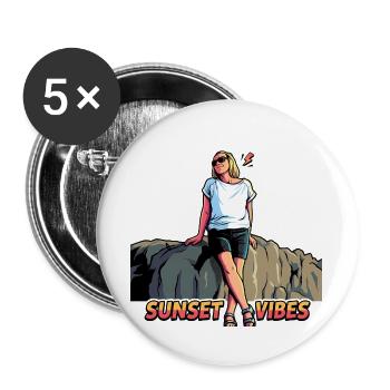 Ambiances de coucher de soleil Pop Art des Fêtes Graphismes - Lot de 5 grands badges (56 mm) - blanc - Devant