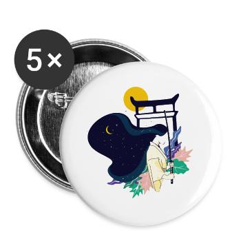 Torii Nachttraum Kimono - Buttons groß 56 mm (5er Pack) - Weiß - Vorne