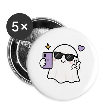 Selfie fantôme de la génération Z Kawaii Lunettes de soleil cool Spooky C - Lot de 5 grands badges (56 mm) - blanc - Devant