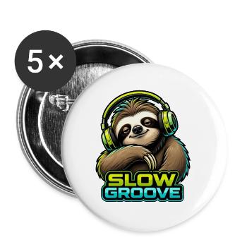 Faultier - Slow Groove - Buttons groß 56 mm (5er Pack) - Weiß - Vorne
