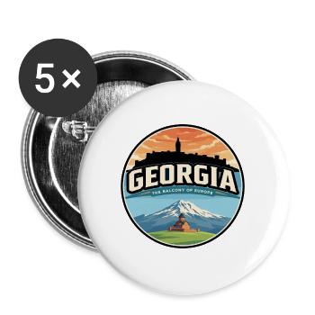 Retro Georgia Gergeti Dreifaltigkeitsabzeichen - Buttons groß 56 mm (5er Pack) - Weiß - Vorne