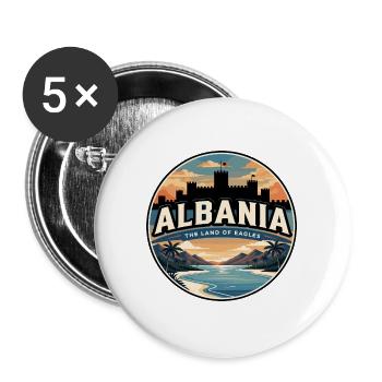 Retro Albanien Ksamil-Inseln-Abzeichen - Buttons groß 56 mm (5er Pack) - Weiß - Vorne