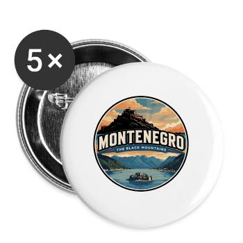 Retro Montenegro Bay of Kotor-Abzeichen - Buttons groß 56 mm (5er Pack) - Weiß - Vorne