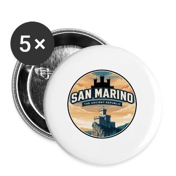 Insigne rétro du château de San Marino Guaita - Lot de 5 grands badges (56 mm) - blanc - Devant