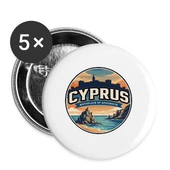 Insigne Rock Rétro de Chypre Aphrodite - Lot de 5 grands badges (56 mm) - blanc - Devant
