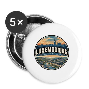 Emblème rétro luxembourgeois de la vallée Grund - Lot de 5 grands badges (56 mm) - blanc - Devant
