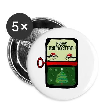 Frohe Weihnachten Fische - Buttons groß 56 mm (5er Pack) - Weiß - Vorne