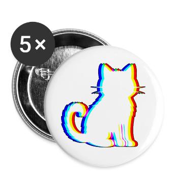 EDM Cat - Electronic Dance Music - Buttons large 2.2''/56 mm (5-pack) - white - Front