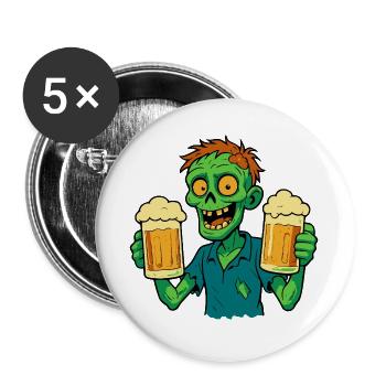 Happy zombie with beer - Buttons large 2.2''/56 mm (5-pack) - white - Front