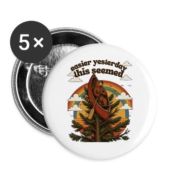 Un canoë d’ours dans la forêt arc-en-ciel - Lot de 5 grands badges (56 mm) - blanc - Devant