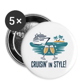 Cruisin’ in Style – Luxury Cruise Holiday - Buttons large 2.2''/56 mm (5-pack) - white - Front