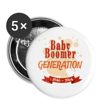 Design Baby Boomer Generation (1946 - 1964) - Buttons groß 56 mm (5er Pack) - Weiß - Vorne