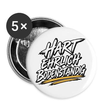 Hart Ehrlich Bodenständig Shirt - Buttons groß 56 mm (5er Pack) - Weiß - Vorne