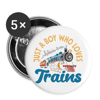Who Tooted Lustiger Zug Lokomotive Humor - Buttons groß 56 mm (5er Pack) - Weiß - Vorne