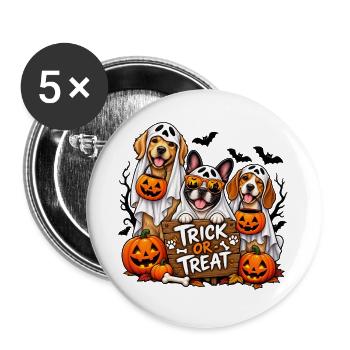 Halloween Dogs Trick or Treat - Buttons large 2.2''/56 mm (5-pack) - white - Front